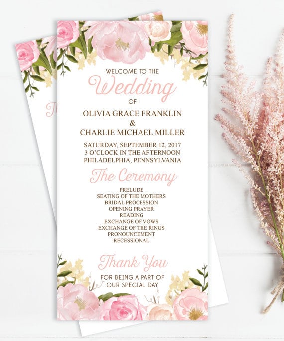 【Floral】ゲストが何名でもこの値段♥︎自分で作る海外風ウェディングプログラム表キット│結婚式