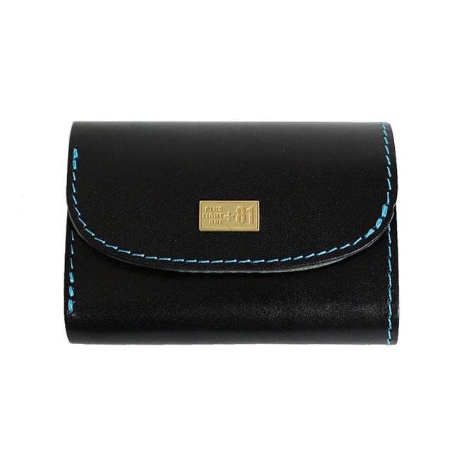 栃木レザー +81 プラスエイトワン ミニウォレット 三つ折り財布 E81-03348-MBK メンズ 純国産 ハンドメイド ブラック