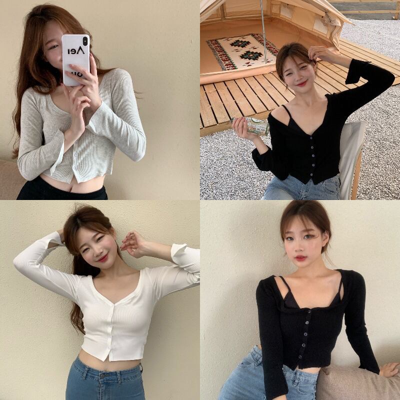 Tシャツ ショートスリム薄手ブラックVネックトップス サマースタイル ロング 夏物 ブラックストロベリース48624738803