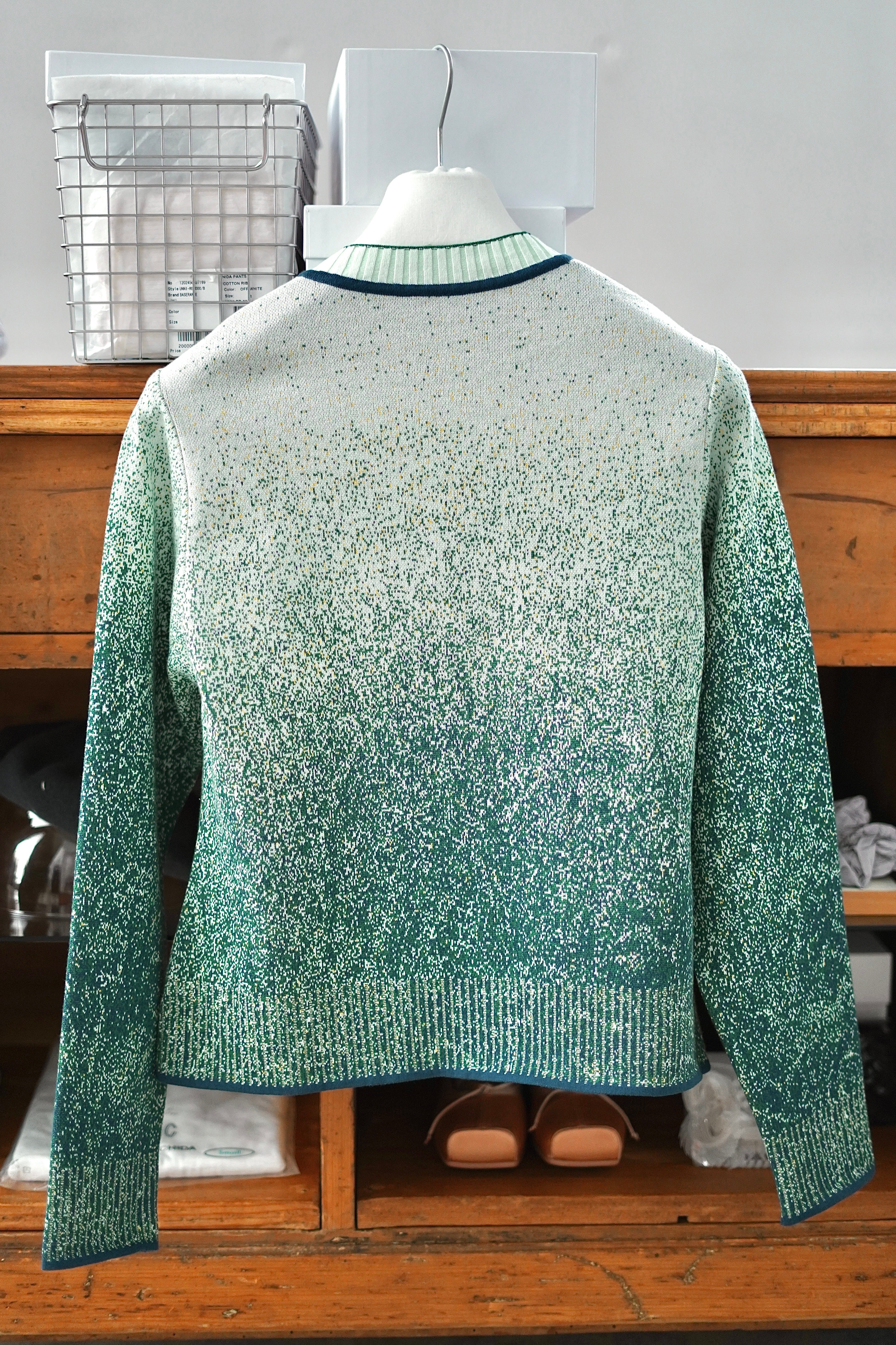 Mame Kurogouchi / Floral Jacquard Graphic Knit Cardigan ( GREEN