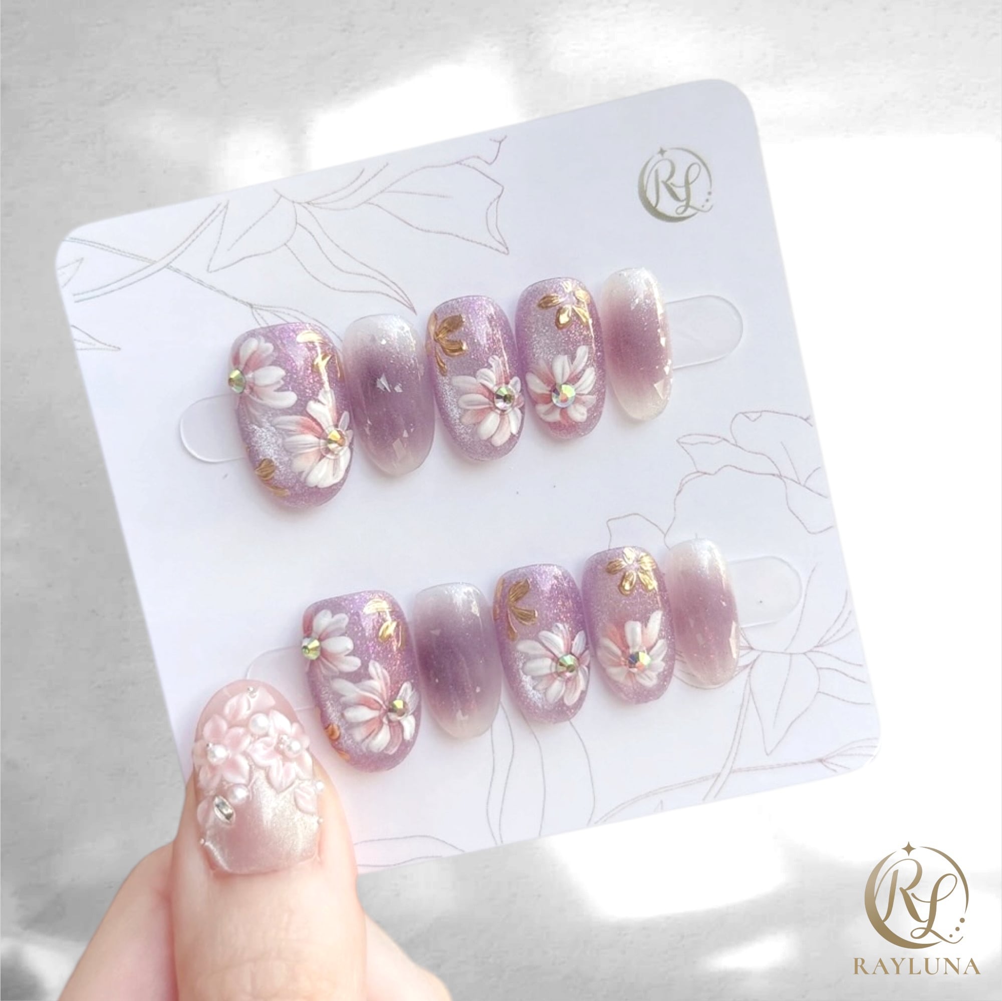 【#461】繰り返し使えるネイルチップ/ミディアムオーバル/XY037