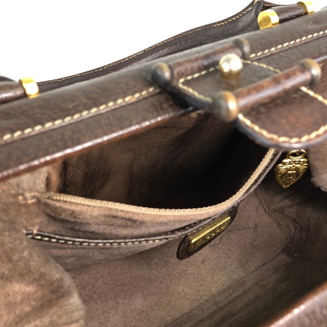 GUCCI グッチ ハンドバッグ ブラウン レザー がま口 vintage ヴィンテージ オールド fva3h4