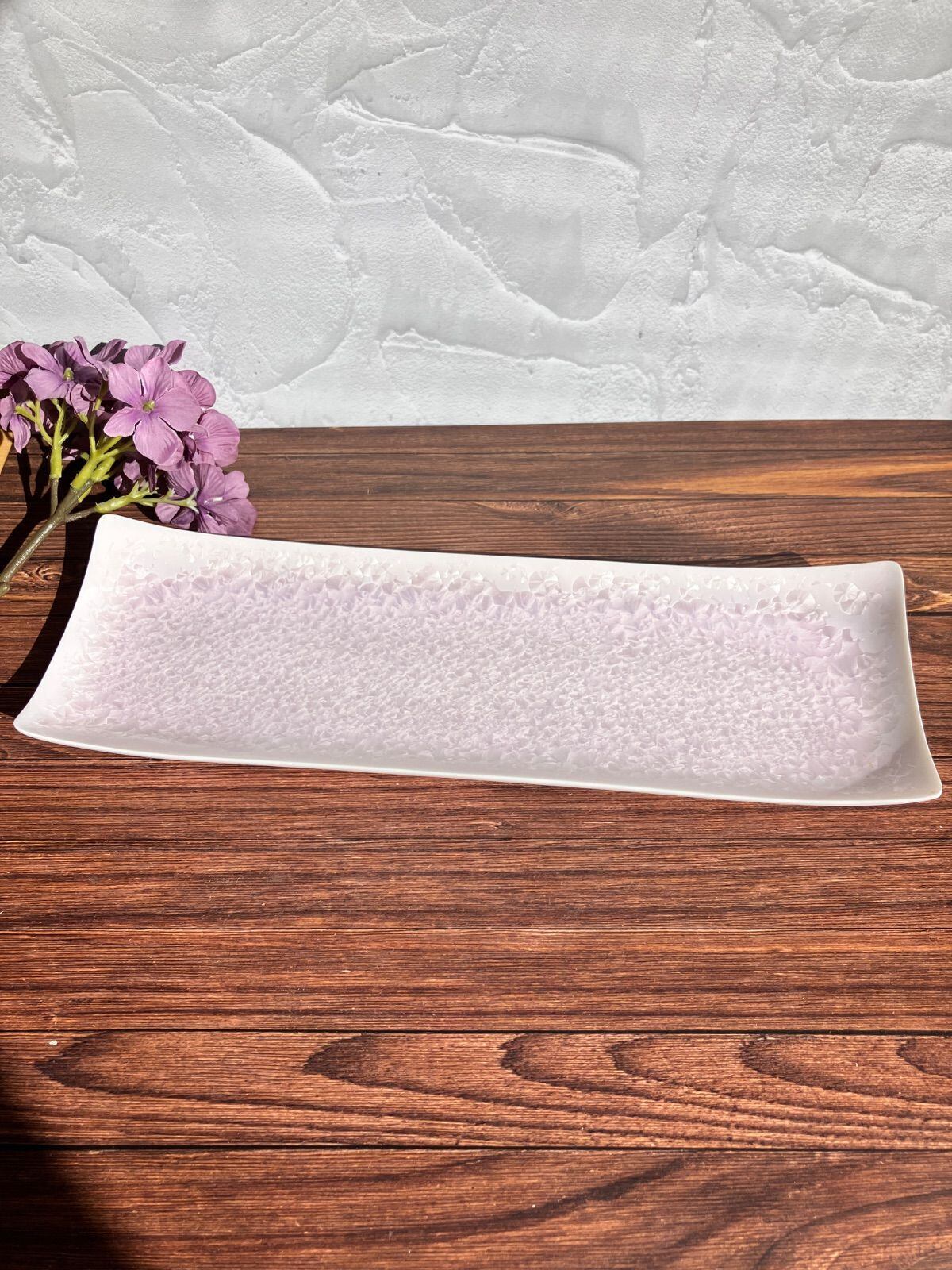 清水焼・京焼】花結晶 長皿 角皿 ピンク | 若林陶器