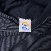 CAL CRU カルクルー USA製 ボーダー フード付き 半袖 パーカー Tシャツ L/ネイビー/アメリカ製/vintage