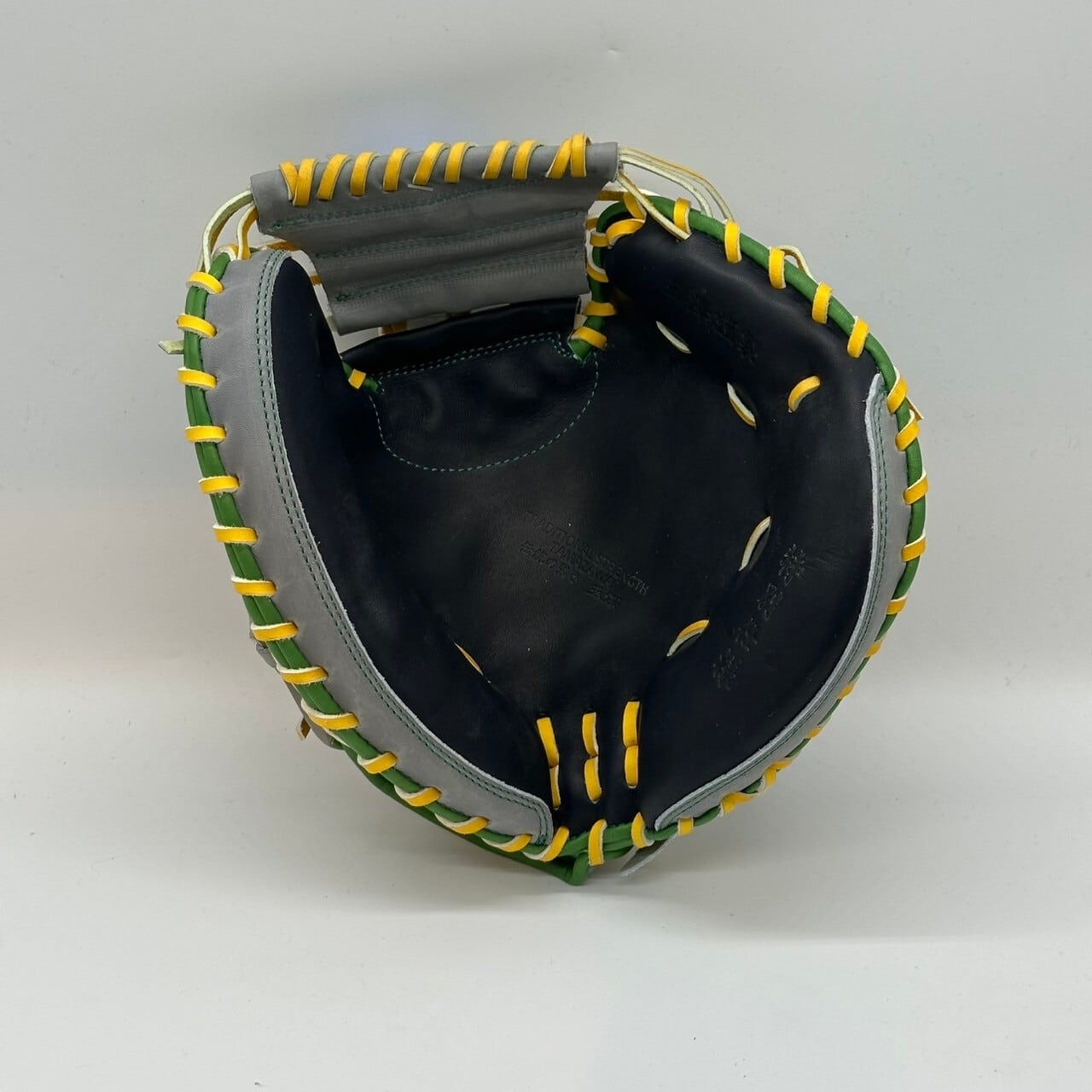 【軟式】【ジュニア】玉澤 キャッチャーミット 本体ブラックxグレー 紐イエロー|タマザワ_02