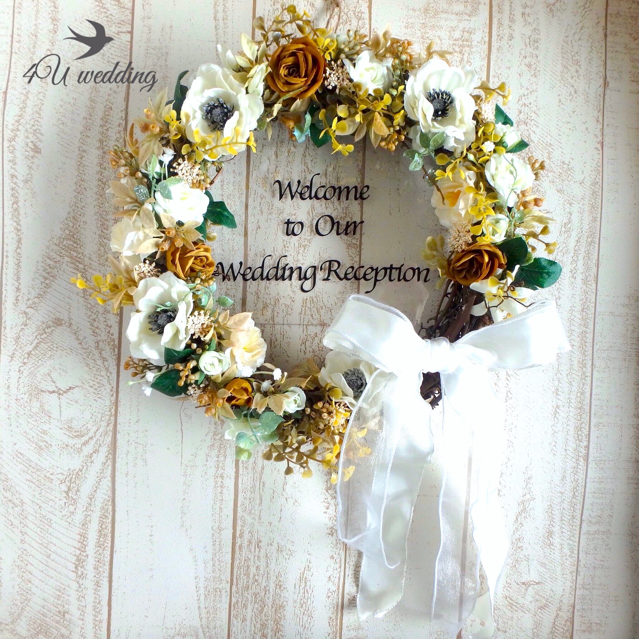 4U wedding】直径35cmの大きいサイズ！ウェディングウェルカムリース
