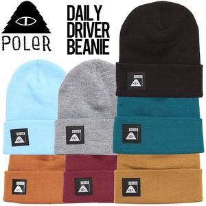 [クリックポスト対応] POLeR ポーラー DAILY DRIVER BEANIE アクリルビーニー カフビーニー ニットキャップ 213ACU7903BLK