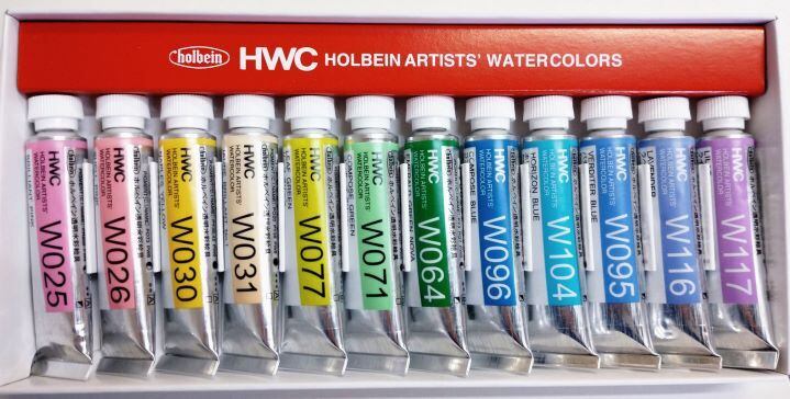 ホルベイン 透明水彩 パステルカラー12色 - 画材