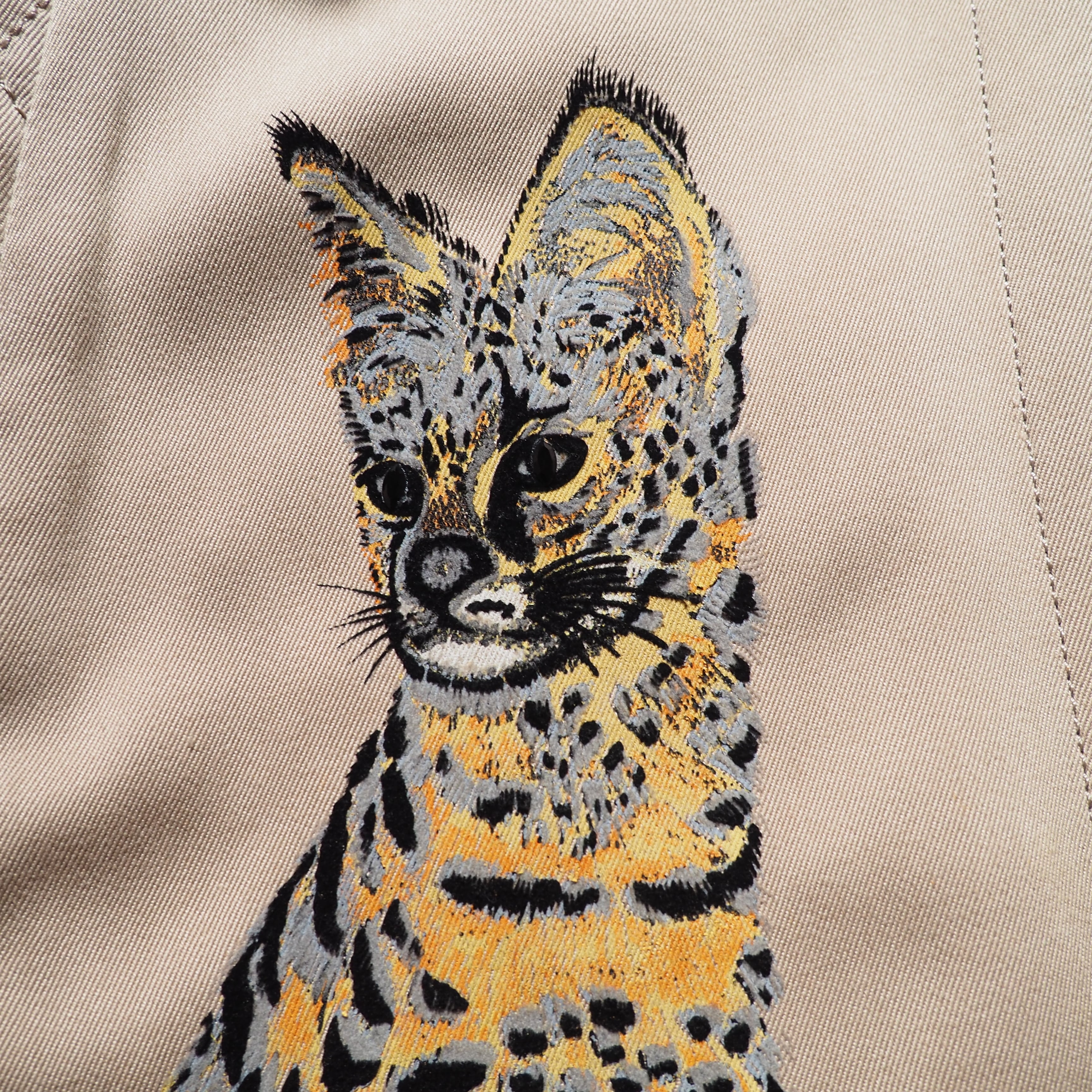 1990s Animal hand painted × Brilliant lining vintage long coat