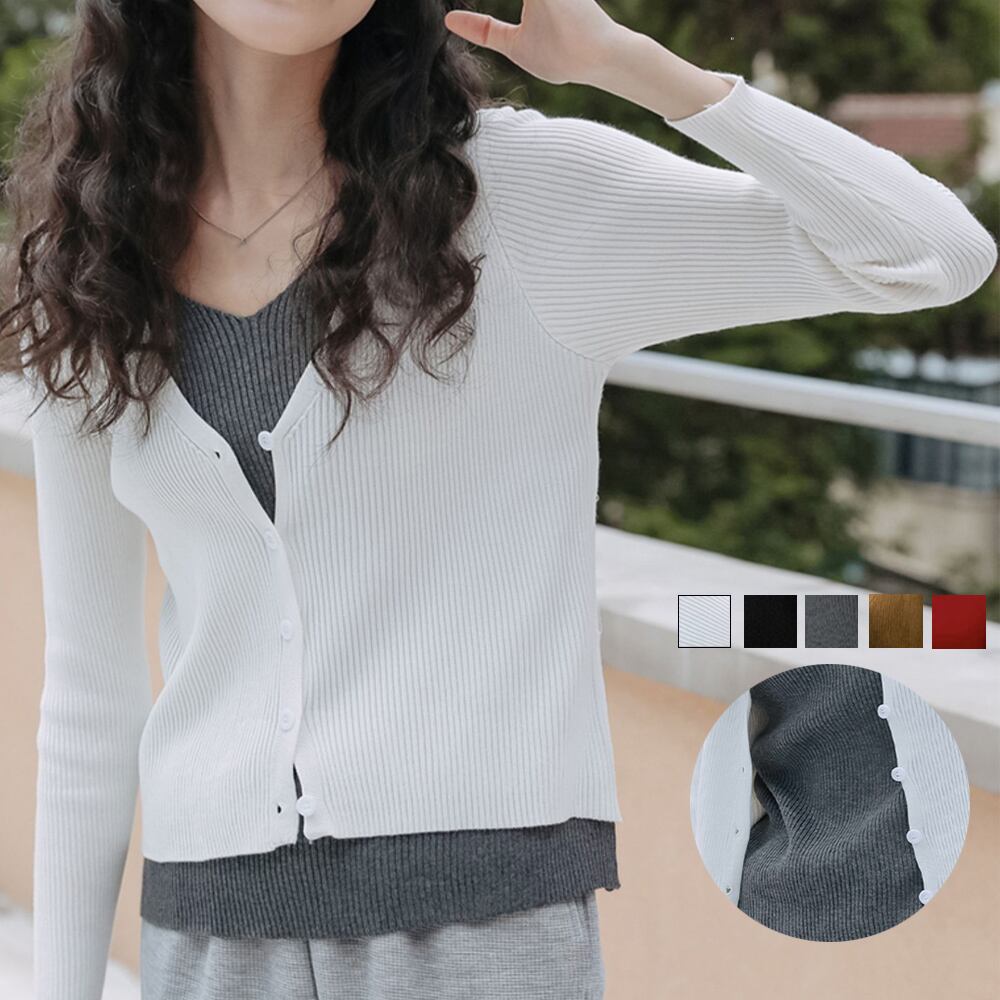 ニットトップス Vネック レイヤード風