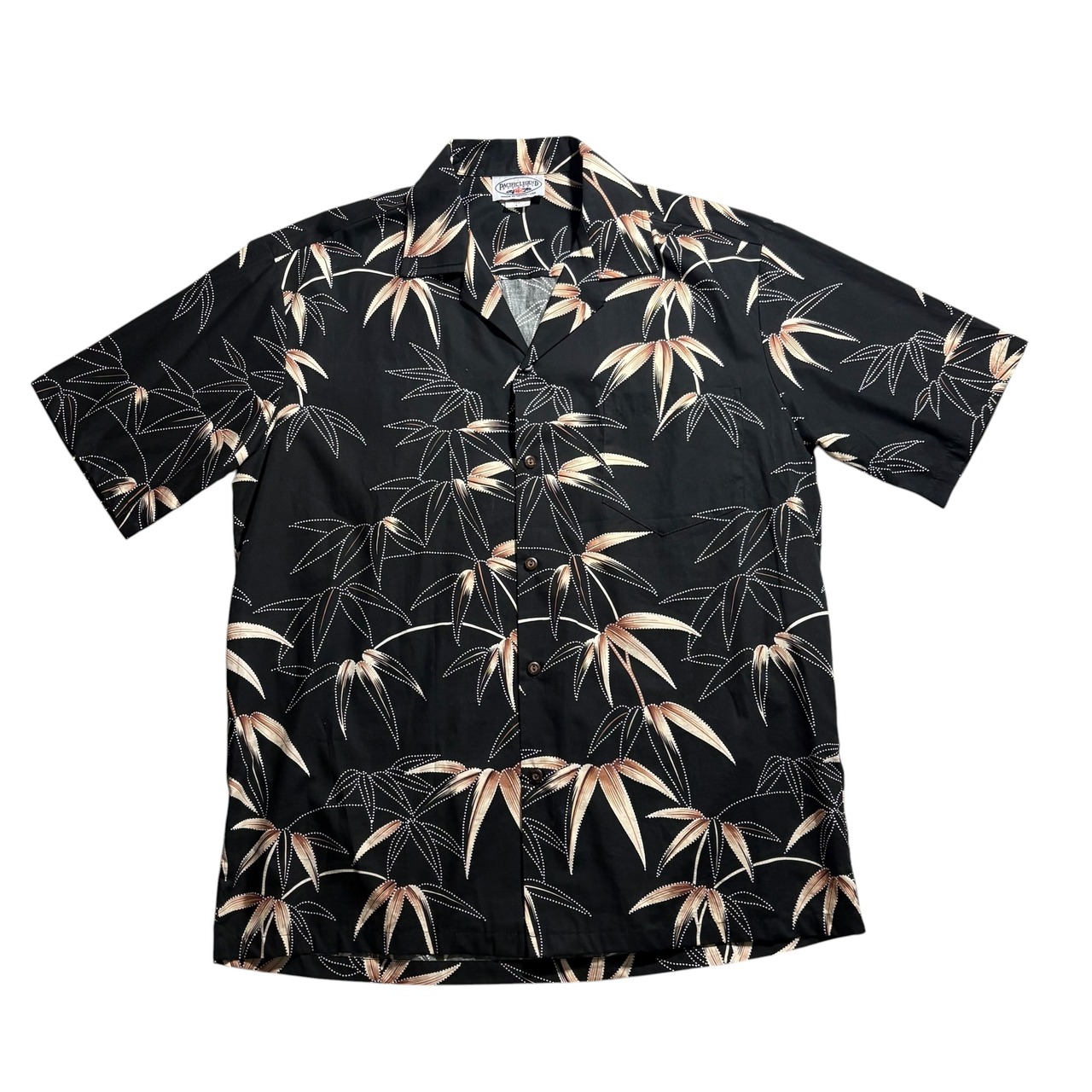 Made in USA black cotton hawaiian shirt