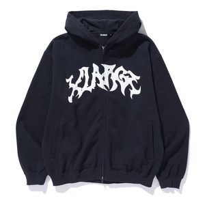 【XLARGE】DISTORTED LOGO ZIP UP HOODED SWEATSHIRT / BLACK【エクストララージ】