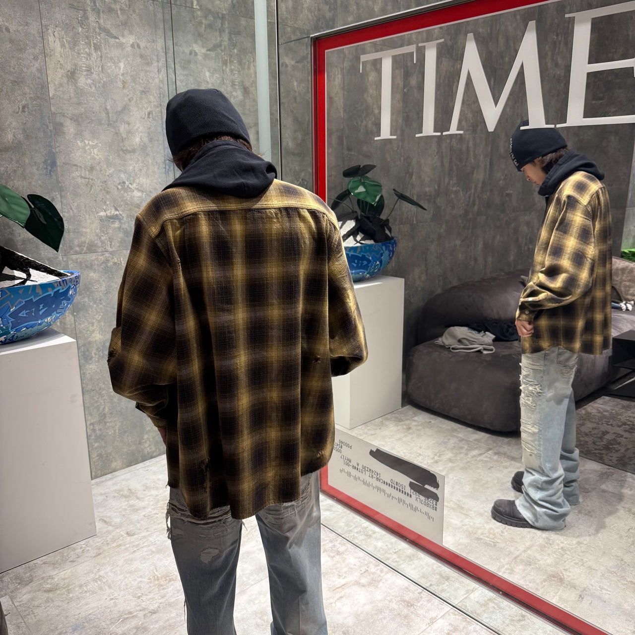 【KAMIYA】OG Check Sun-Faded Hooded Shirt - 13