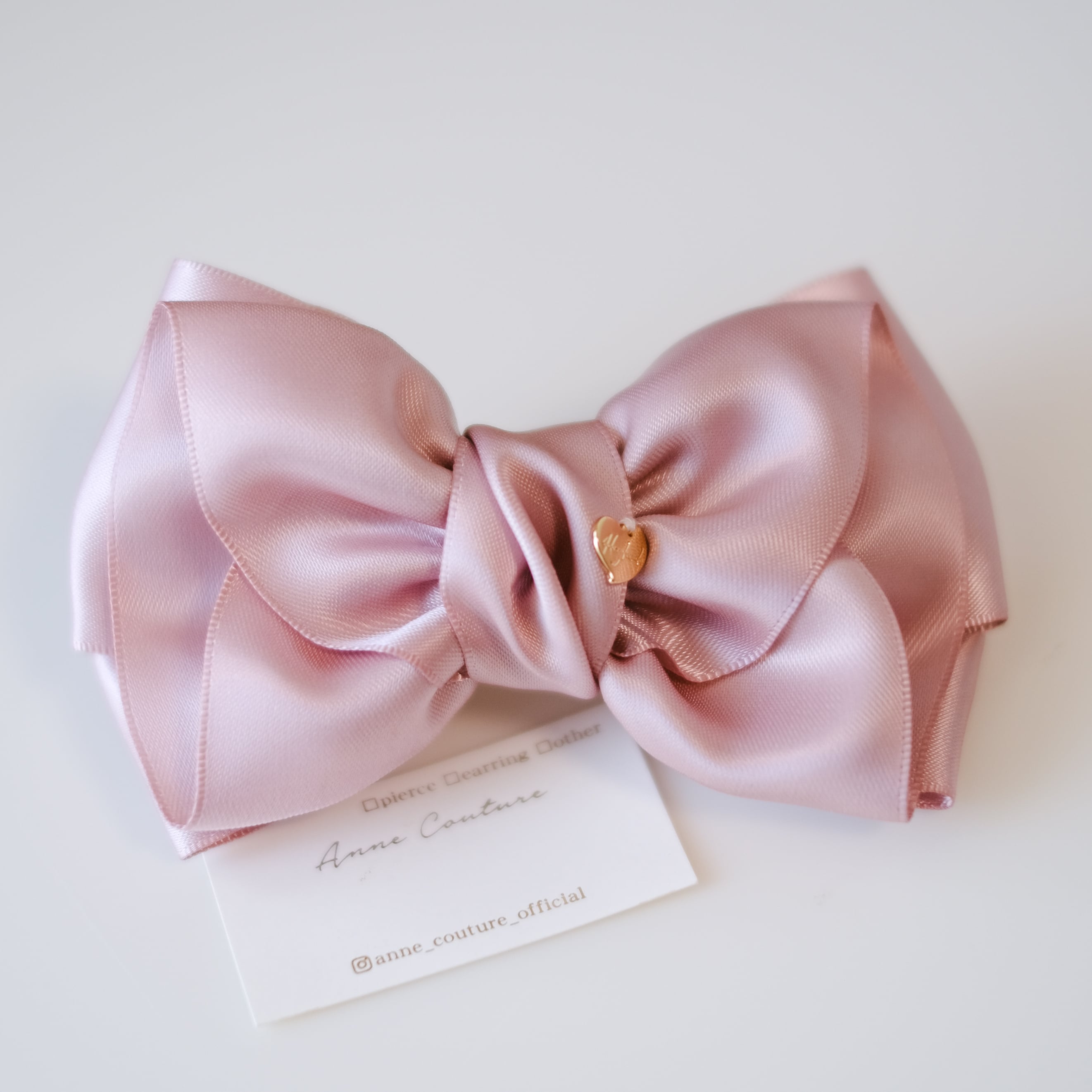 リボンバレッタ(大/ピンクベージュマカロン) | AnneCouture