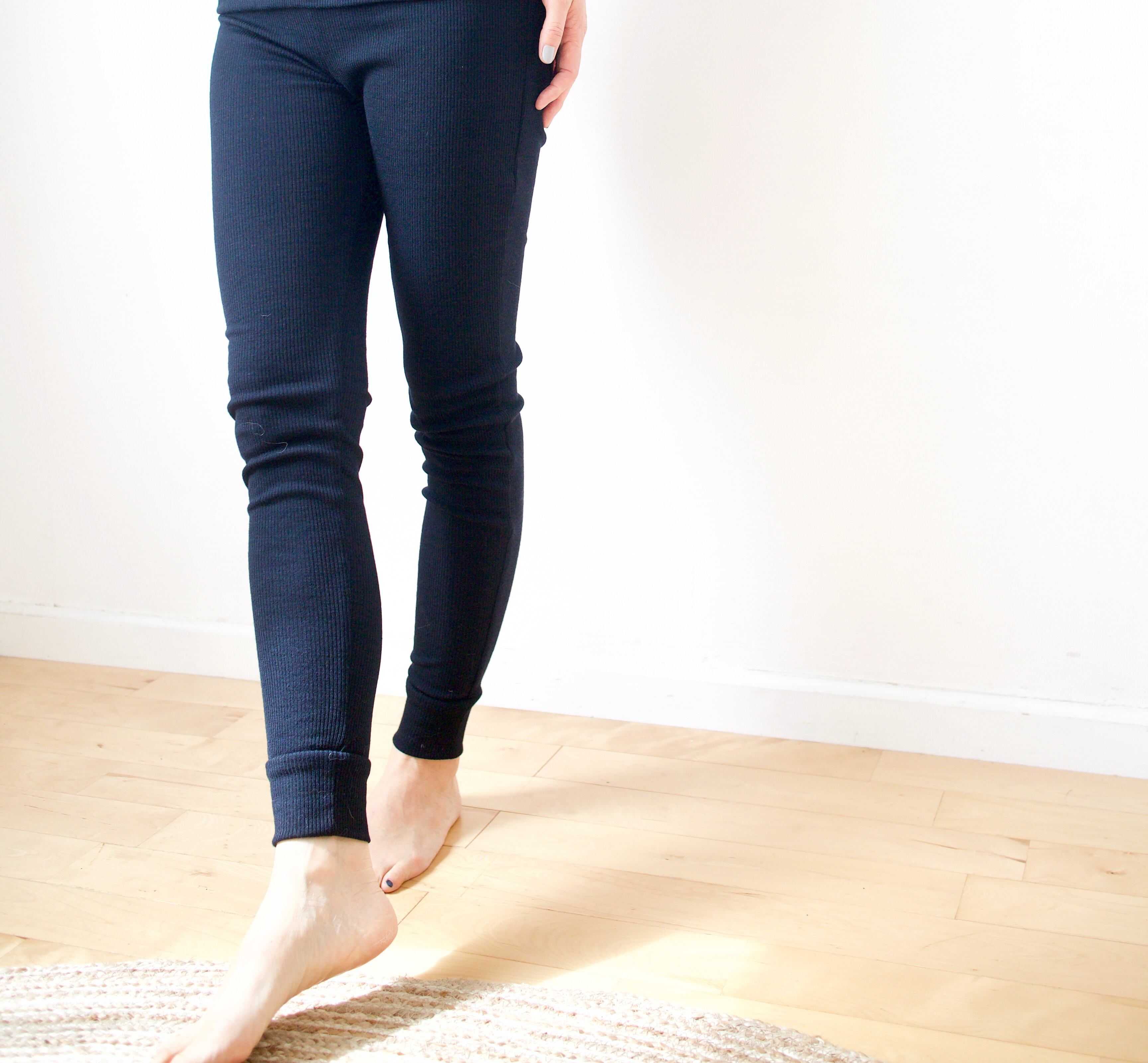 ウール100% <ウールリブレギンス> ダークネイビー