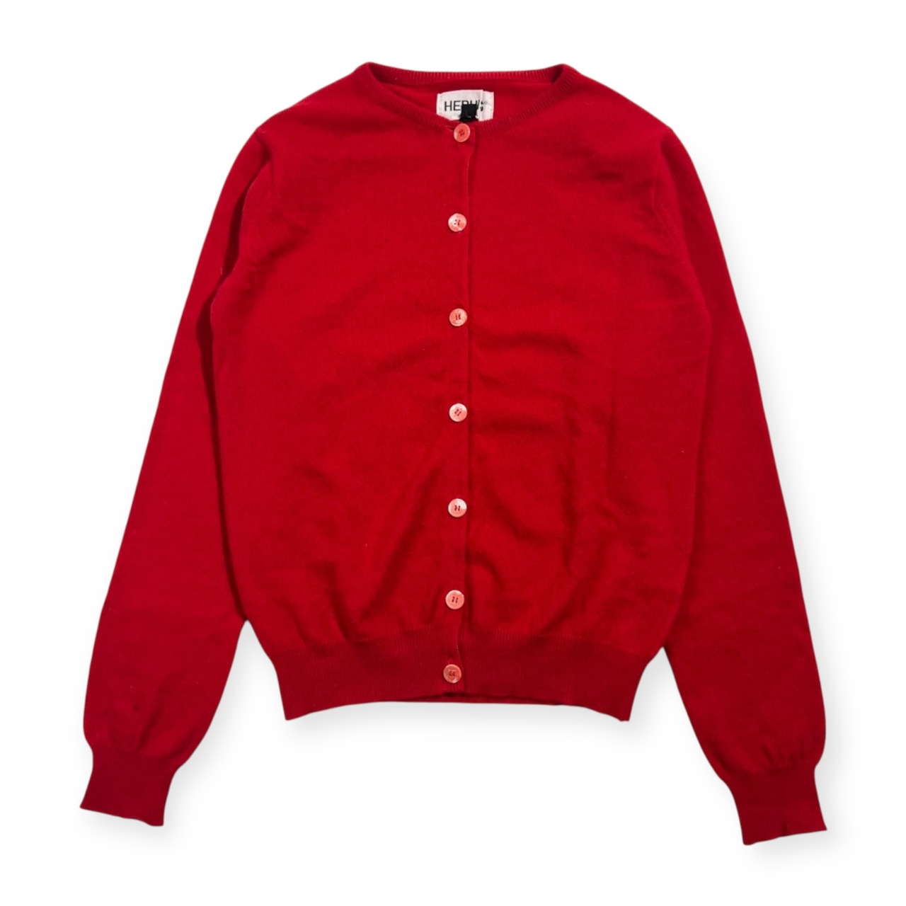 カシミヤ100% HERHIS ハーヒス ニット カーディガン M/レッド レディース