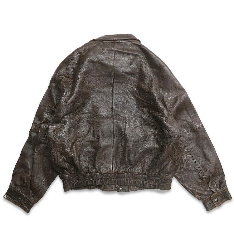 古着 LUIS ALUEAR 本革 レザージャケット ブルゾン ブラウン 表記：XL