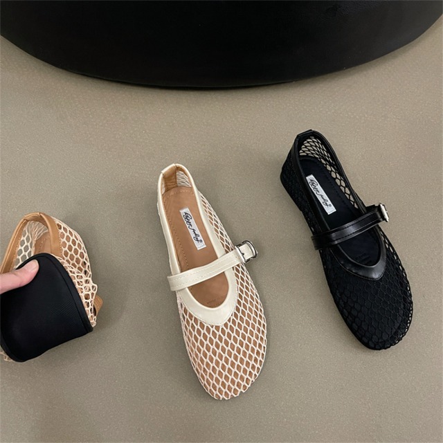 mesh flat ballet shoes L0592