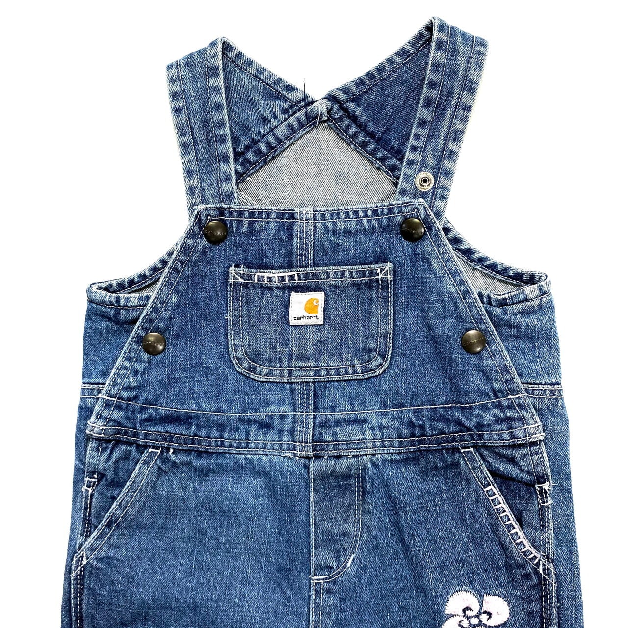 カーハート　オーバーオール　デニム　キッズ　極美品 kids】カーハート コットン デニム ロンパース オーバーオール キッズ