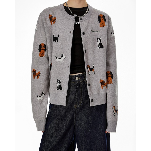 dog short knit cardigan　ドッグショートニットカーディガン　J0492