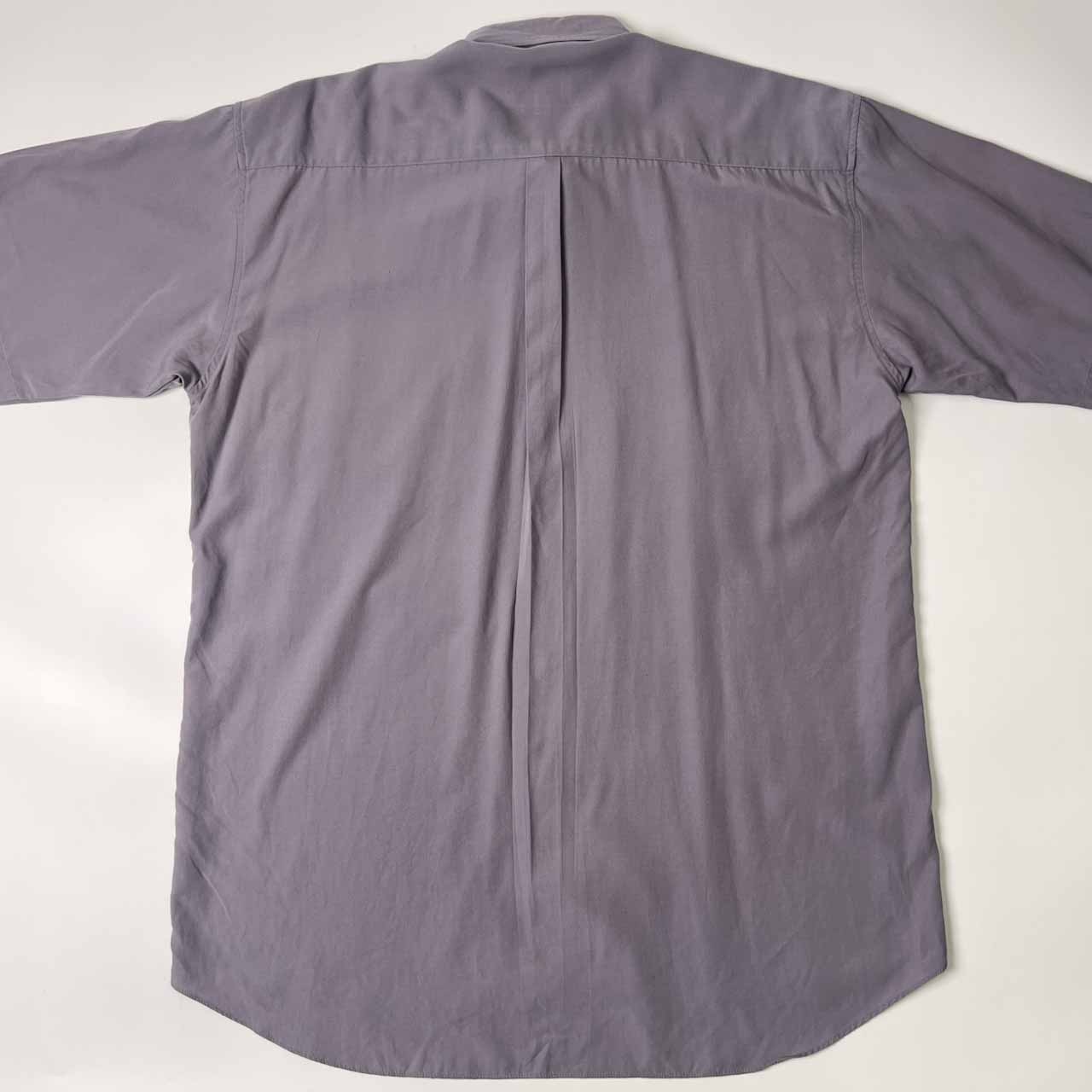 90s TRUSSARDI トラサルディ 比翼 半袖 レーヨンシャツ 3/くすみパープル系 メンズ ビンテージ