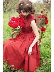 【0197】Retro Girly Flower Short Sleeve 2 Piece Set