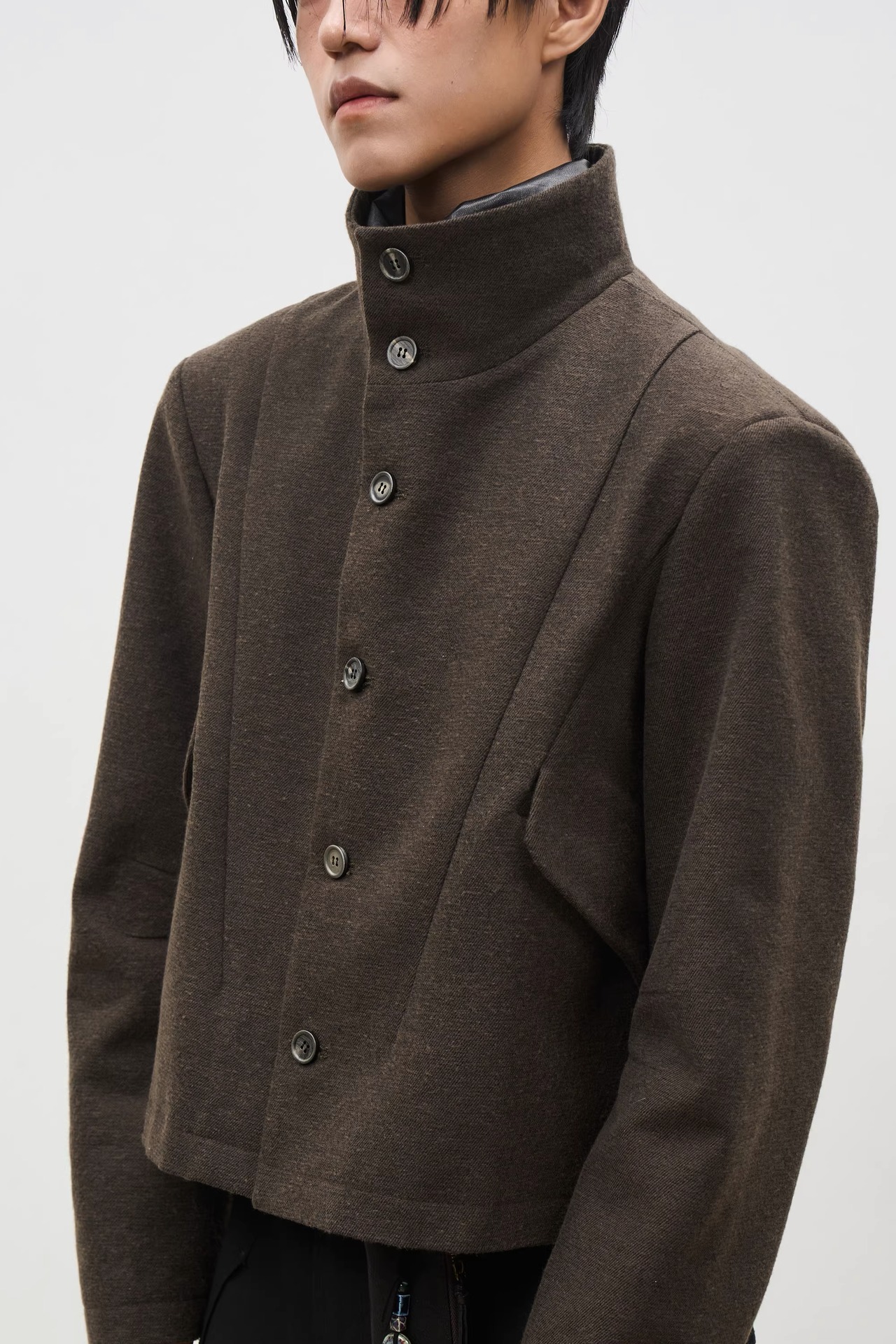 SOUTHFISH Vintage Stand Collar Cropped Jacket