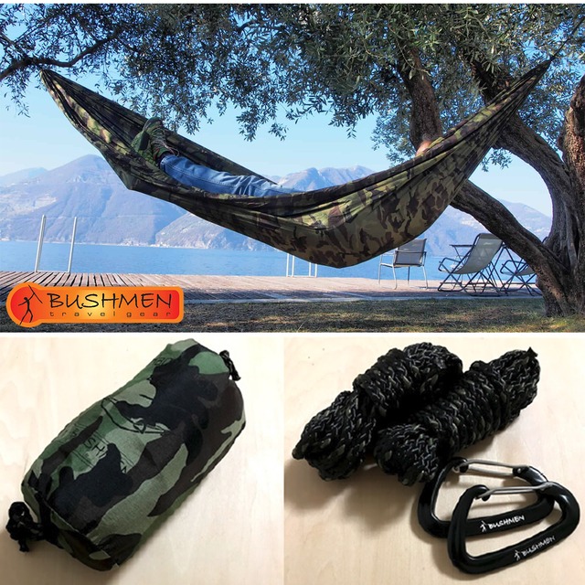 BUSHMEN ブッシュメン Hammock-CAMO with carabiners ハンモック 軽量 パラシュート