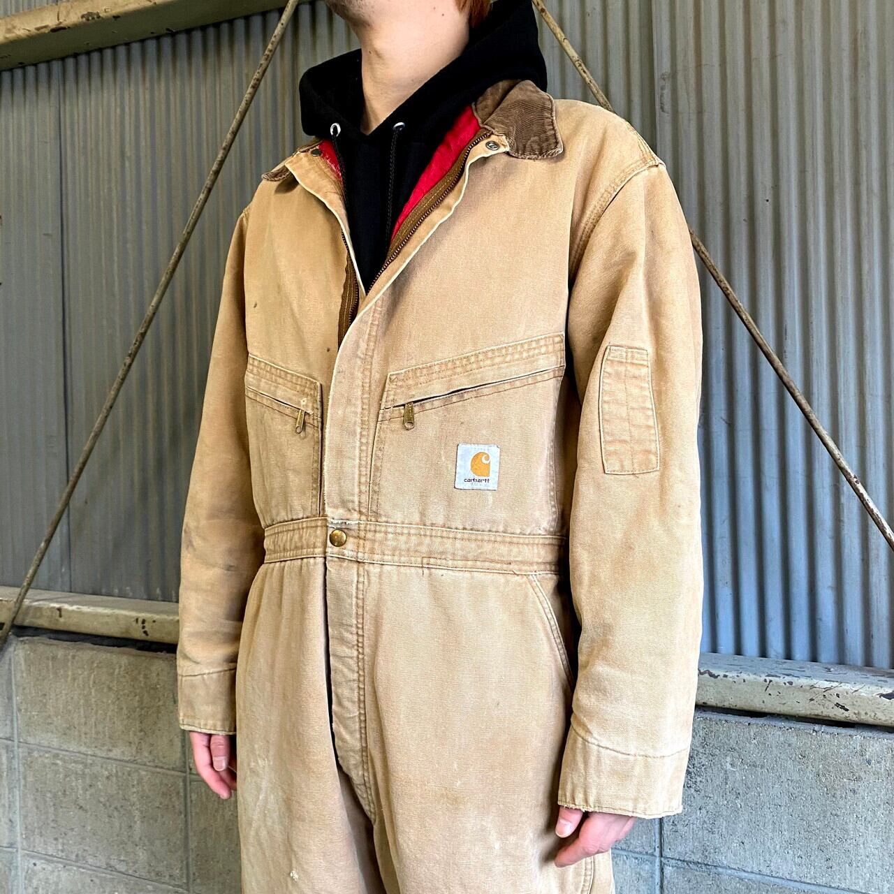 80年代 USA製 Carhartt カーハート ダック地 つなぎ メンズＷ44 古着 キルティングライナー キャメルブラウン 茶色 80s  ビンテージ ヴィンテージ【オーバーオール】【AL2110】 | cave 古着屋【公式】古着通販サイト