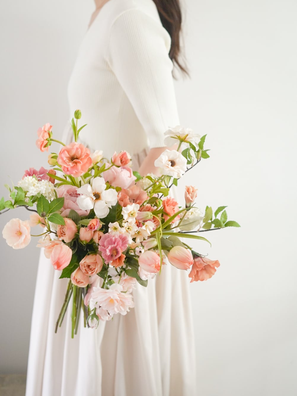 〈完成品販売ブーケ〉Orange nuance artificial flower bouquet
