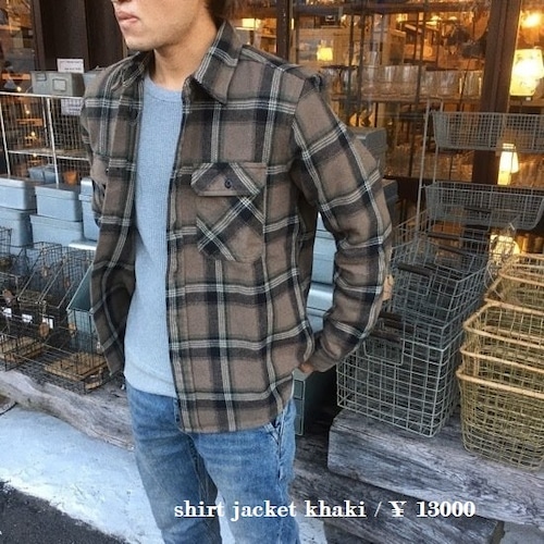 TOPANGA Men's フランネルチェックシャツジャケット　カーキ