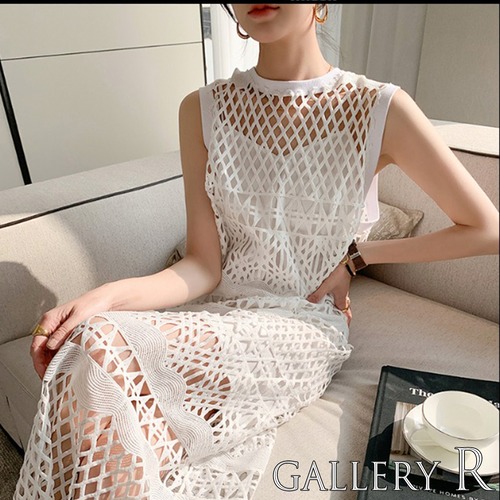 レース　ロングワンピース　白ワンピース　ドレス　ワンピース