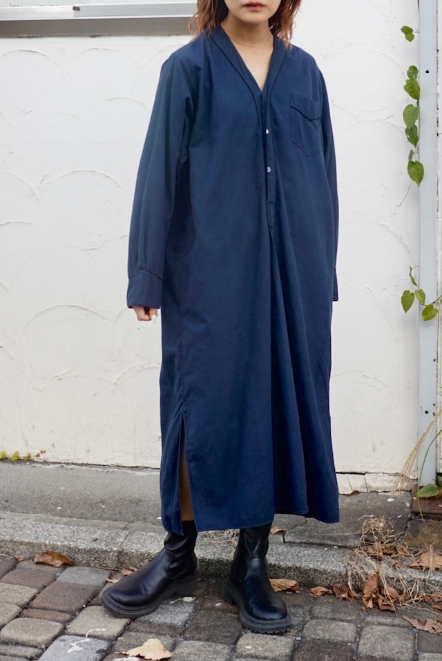 【monoya】vneck cotton long shirt