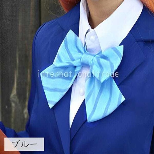 【送料無料1000円】コスプレ小物 制服 リボン 3色セット 赤 緑 青 ストライプ柄 安全ピン付き 固定簡単 アクセサリー 学園祭 ハロウィン 撮影用 レディース コスチューム 衣装　k0401-ribbon