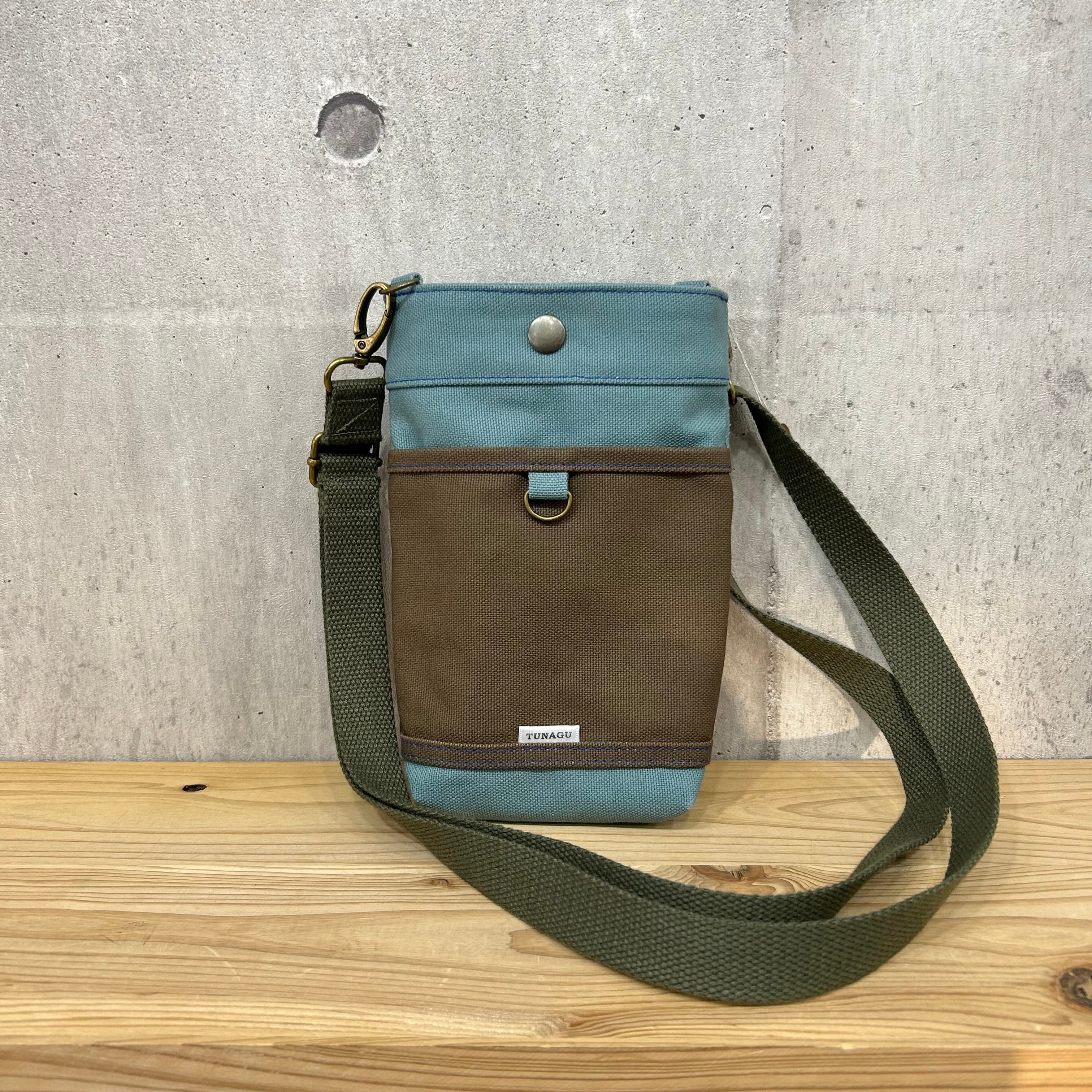 【選べる紐付 】 -* Pochette Shoulder Bag *-【アイスグレー×オールドカーキ】