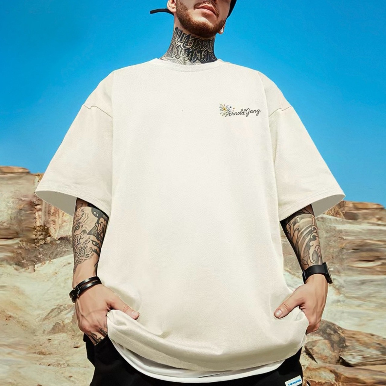 Floral script back print tee 1363 - 6