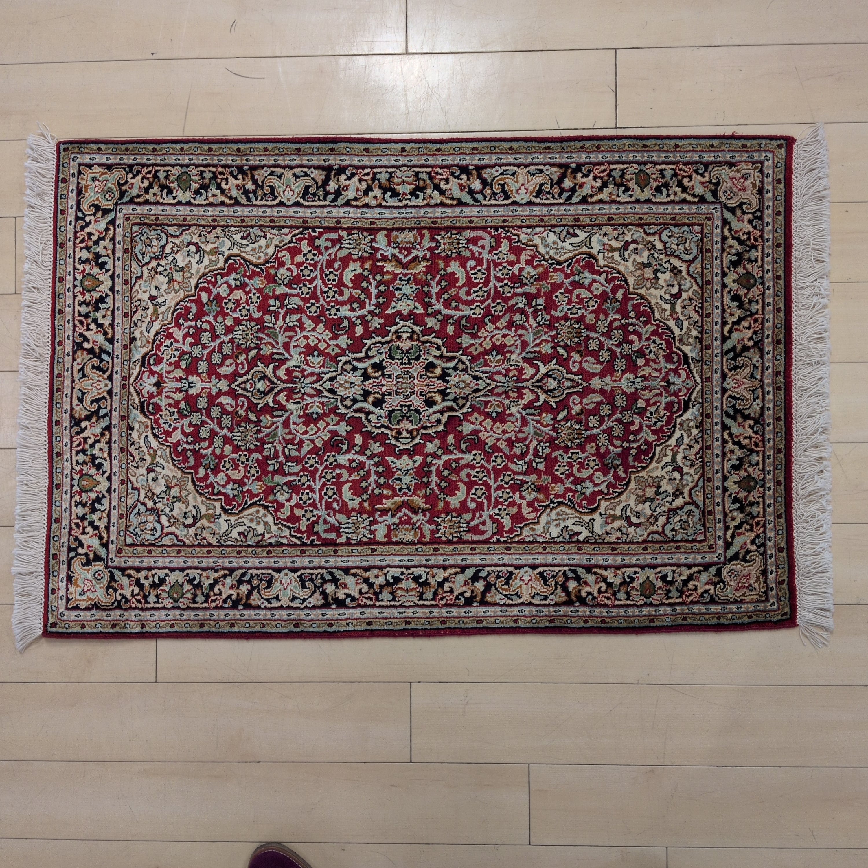 63x95cmカシミール手織りマット(048)インド・パキスタン・ペルシャ 63x95cmカシミール手織りマット(048)インド・パキスタン・ペルシャ