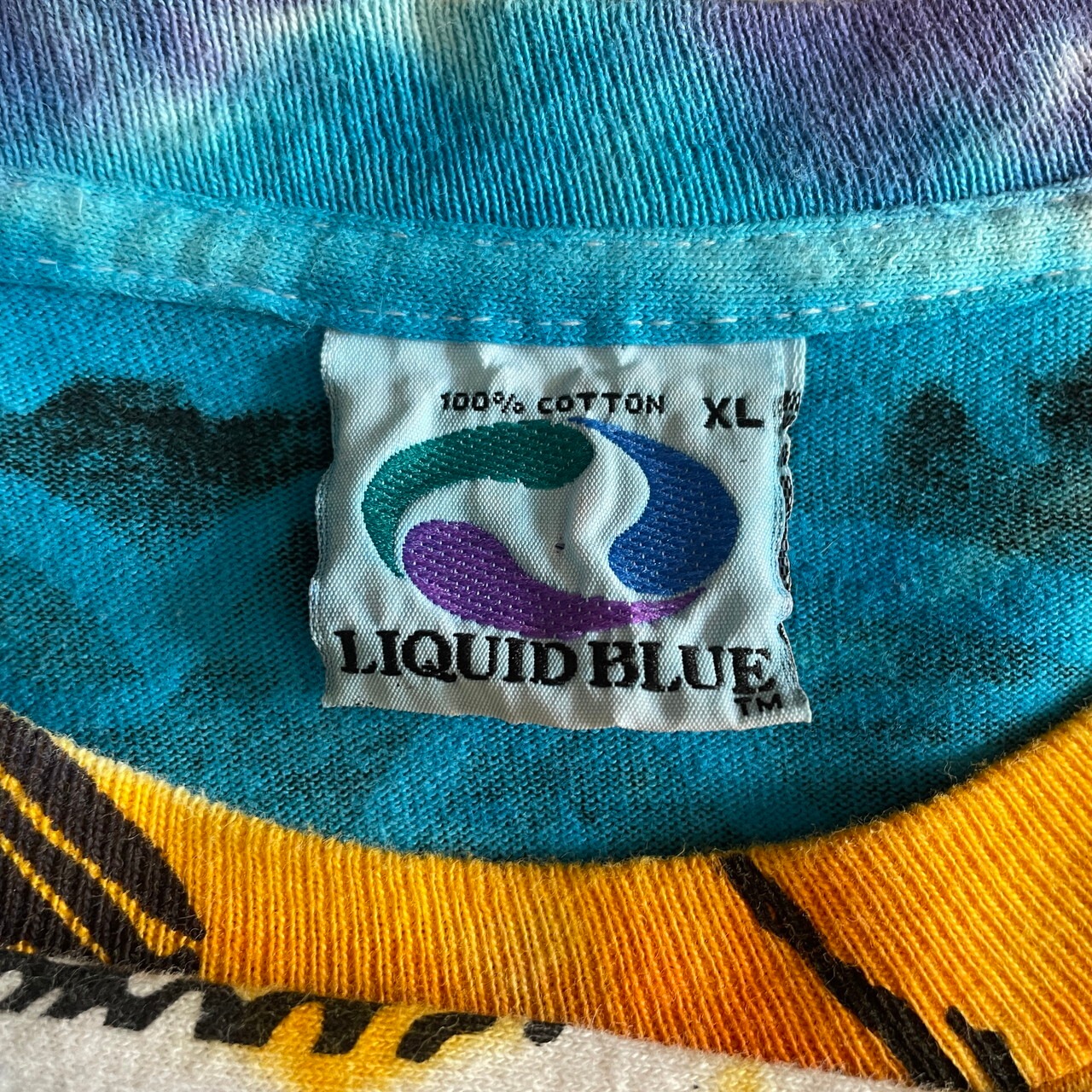 90年代 LIQUID BLUE SUN&MOON アート オールオーバープリント Tシャツ 