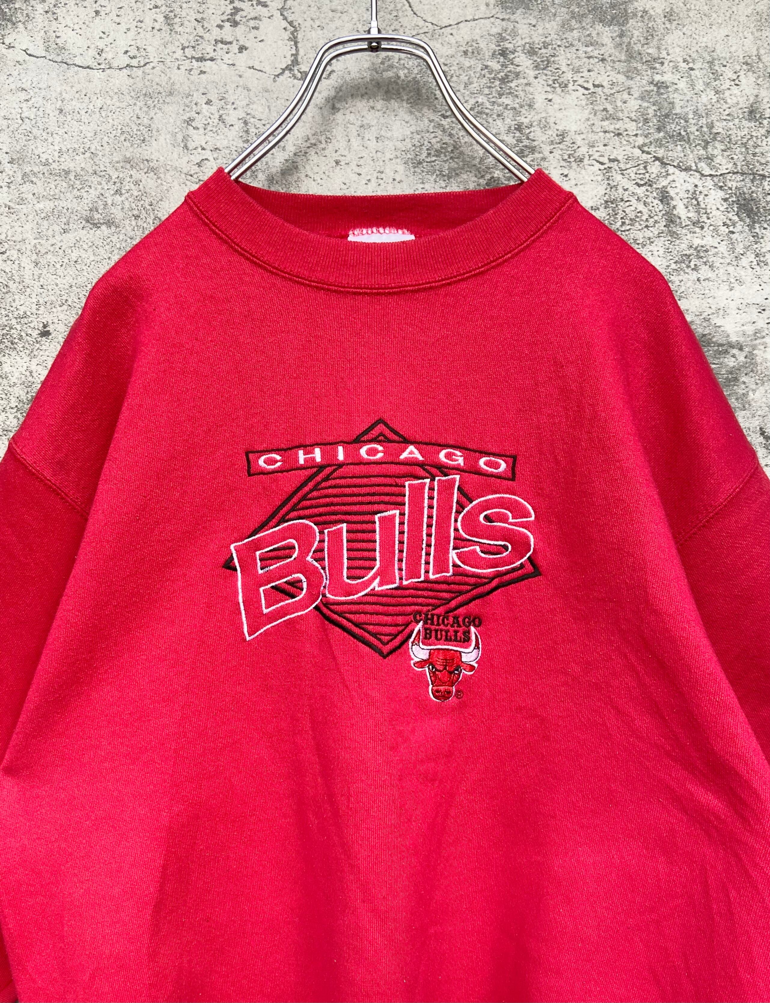 USA製 90s Chicago Bulls シカゴブルズ 刺繍 スウェット NBA レッド