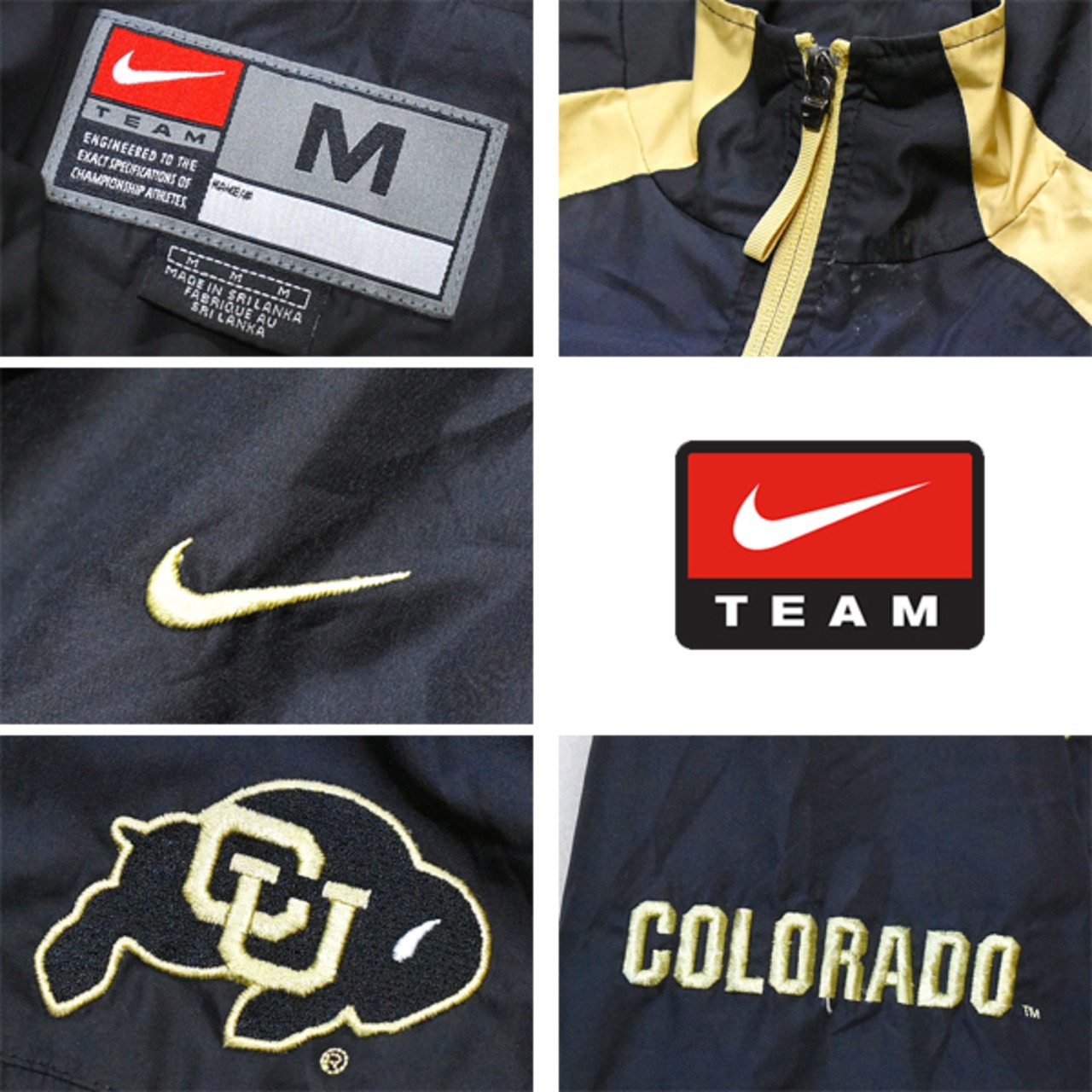 1点物◇ナイキNIKEコロラド大学TEAM黒ナイロンジャケットUSA古着M 