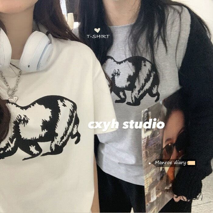 ホワイトTシャツ シャツ スプリングルーズトップス 春物 モンロー53985019753