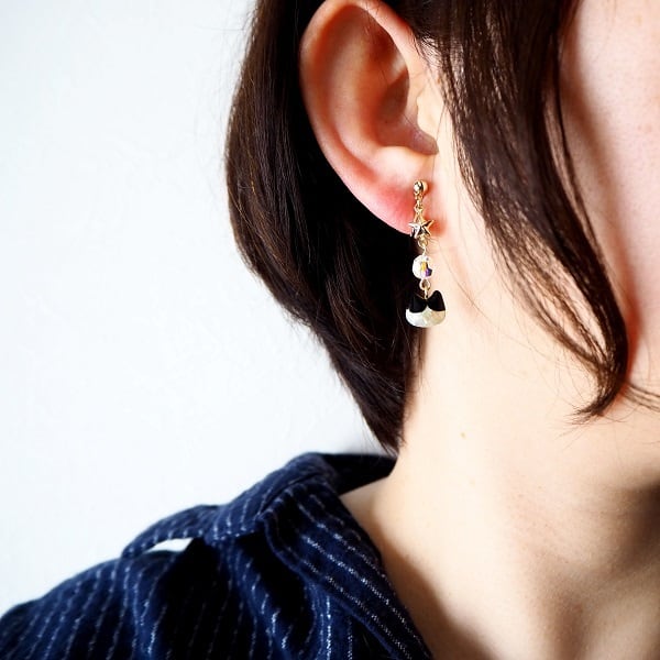 Bちまっと♡チョコレートなにゃんこ　しっぽゆらゆら★ピアス/イヤリング✩ ちまっと♡チョコマーブル風にゃんこ しっぽゆらゆら ピアス