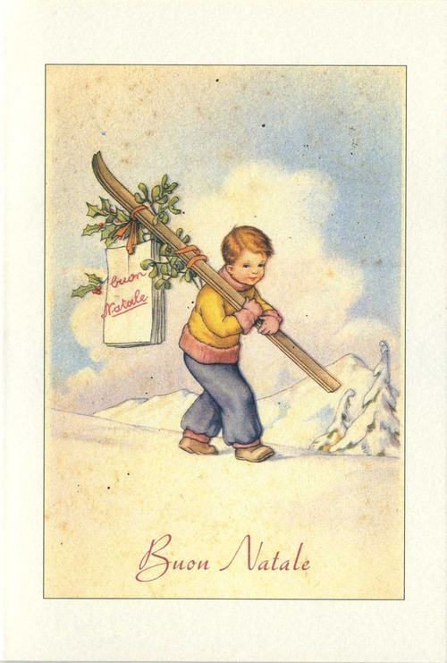 イタリア製クリスマスカード I.F.I. HNC18SKIBOY