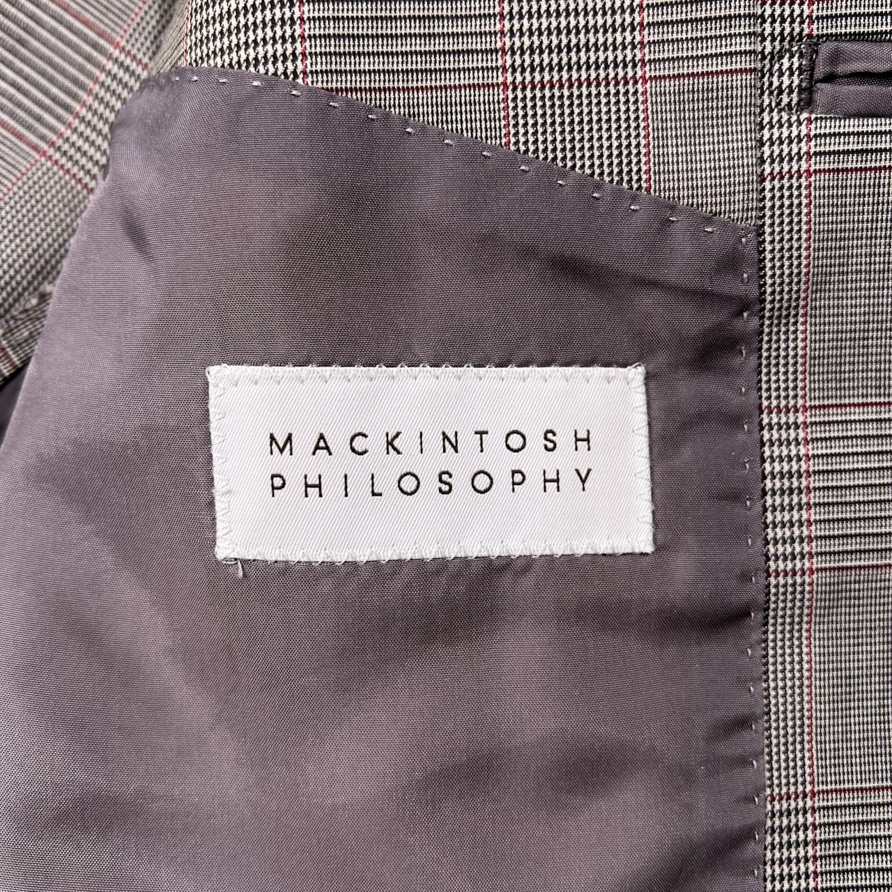 美品 MACKINTOSH PHILOSOPHY マッキントッシュ チェック リネン混 テーラードジャケット サイズ 38L /三陽商会/メンズ