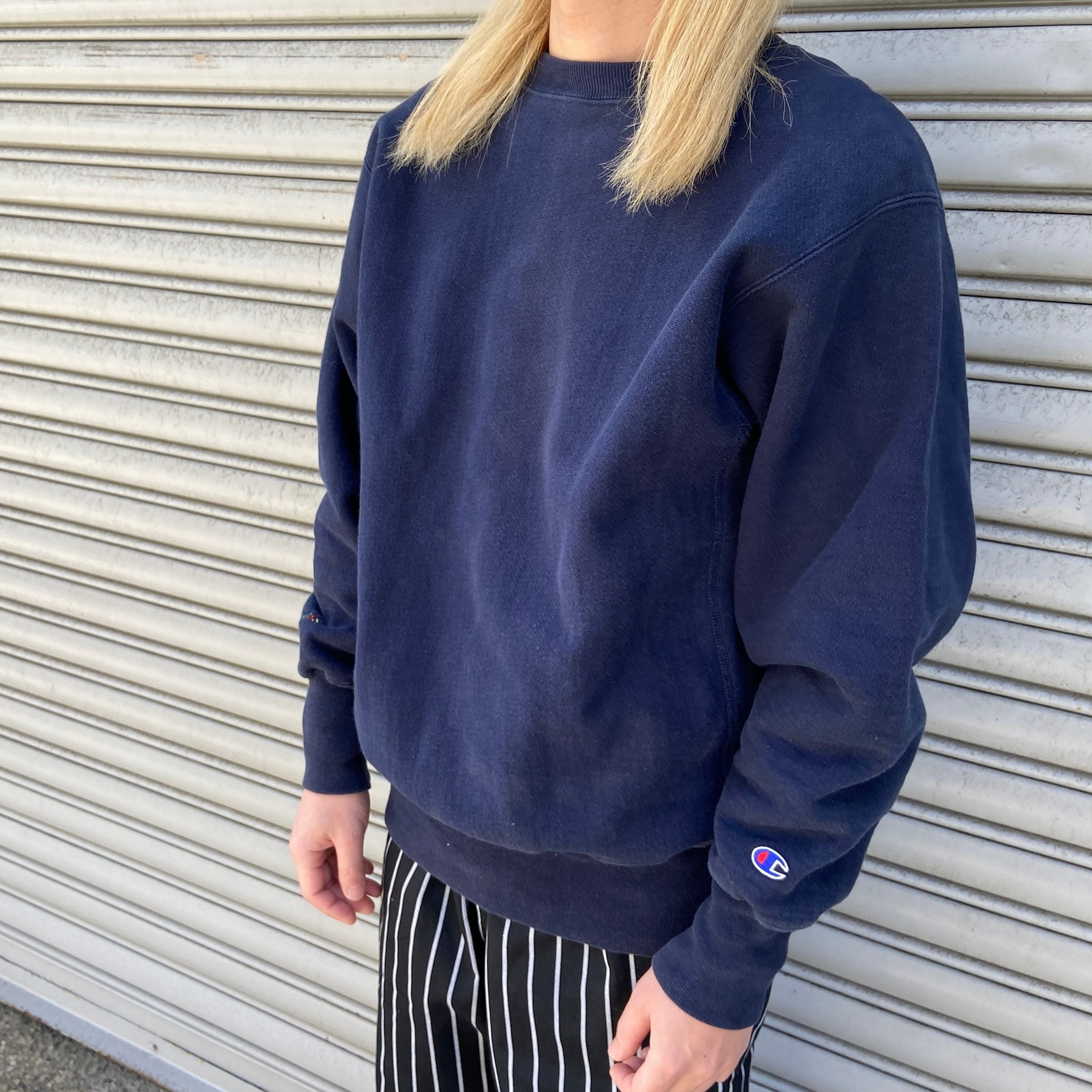 多様な 90s USA製 Uan 古着屋 | L 紺 目なし リバースウィーブスウェット Champion トップス