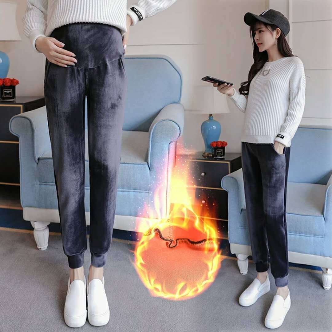 【新作】【送料無料】 マタニティパンツ2020冬オールマッチニュープラスベルベットシックニングファッションシューズハイウエスト妊娠中の腹サポートパンツ-アリババ ハイウェスト ウィンター 冬物 expec222977523998