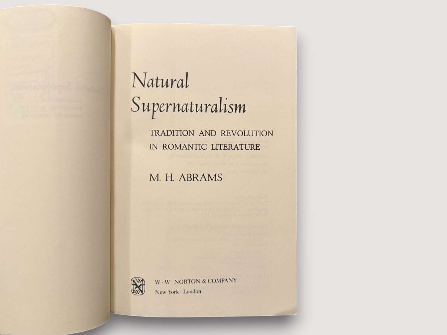 SSO089】Natural Supernaturalism(1973) /M.H. Abrams | KITAZAWA