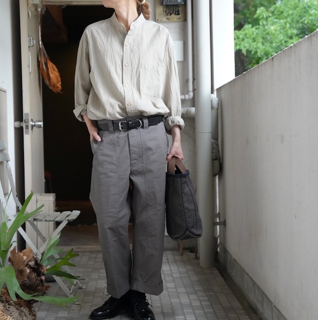 ts(s)ティーエスエスCotton*Ramie*Silk Seersucker Cloth -Baggy Fit Band Collar Shirt- TT48JS01