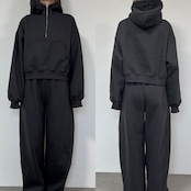 裏起毛ハーフZIPショート丈PK/チャコール