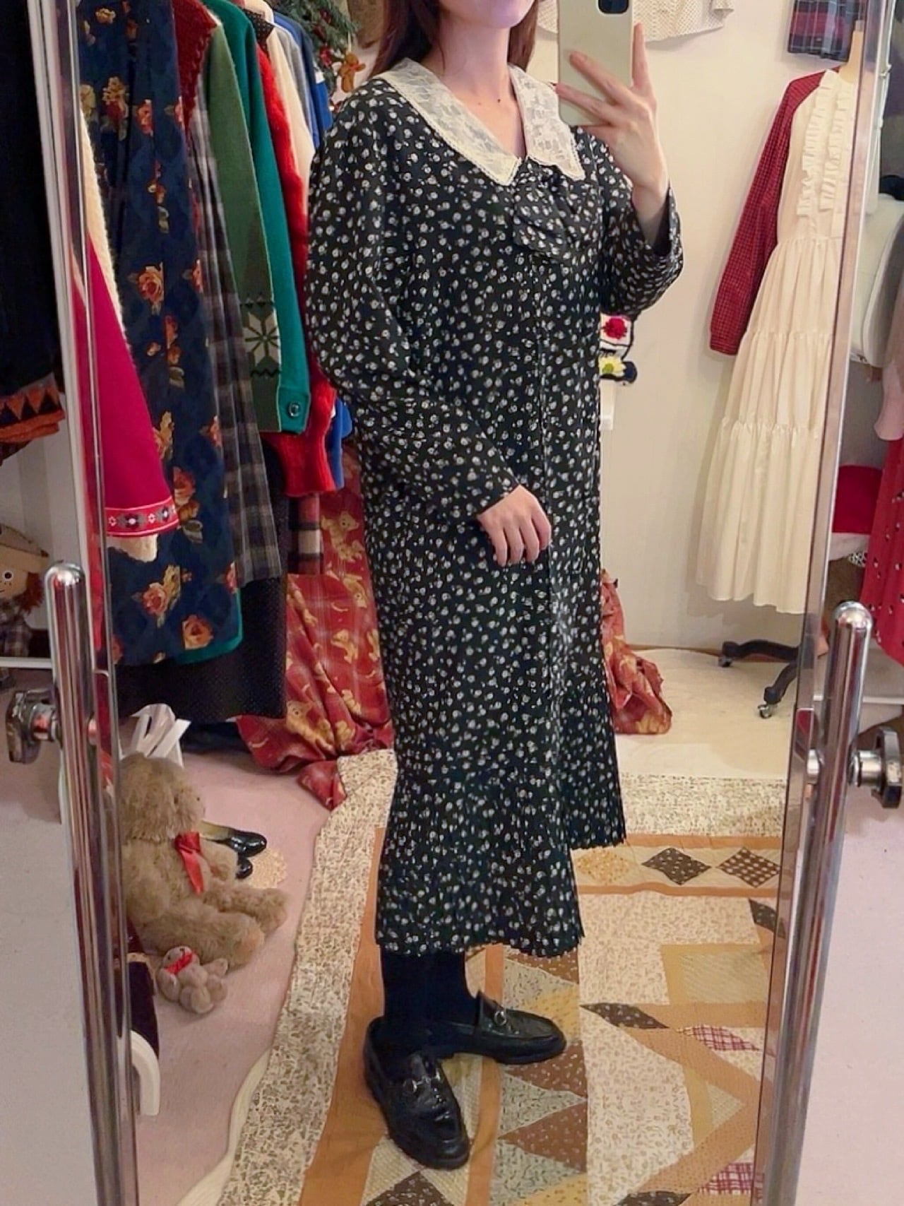 mini rose lace collar one-piece